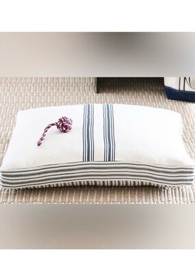 🆕 POTTERY BARN Pet Bed Cover Linen Culver Stripe Blue White NWT